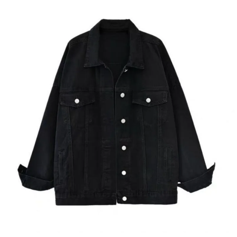 

Casual jacket,2023 new,Denim Woman Jacket Winter Oversize Jean Jacket Long Sleeve Turn-down Collar Female Outerwear Fall Loose K