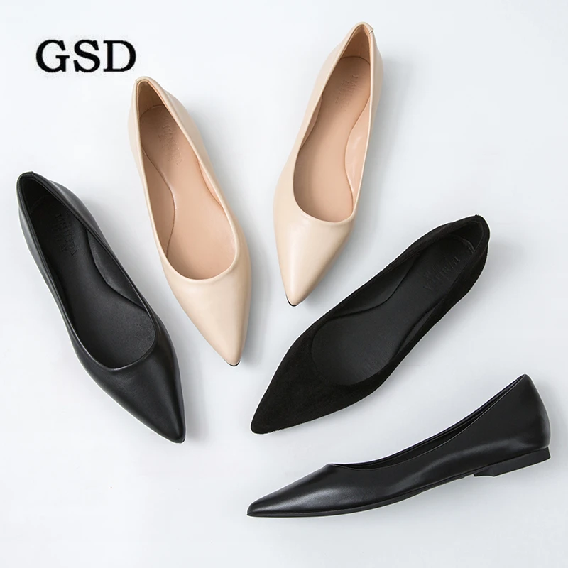 

Женские офисные туфли на плоской подошве, черные, персиковые туфли без застежки с острым носком, очень большие размеры 43 44 45 46