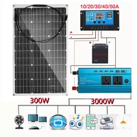3000w solar power system 220v3000w inverter kit 600w solar panel battery charger complete controller home grid camp phone
