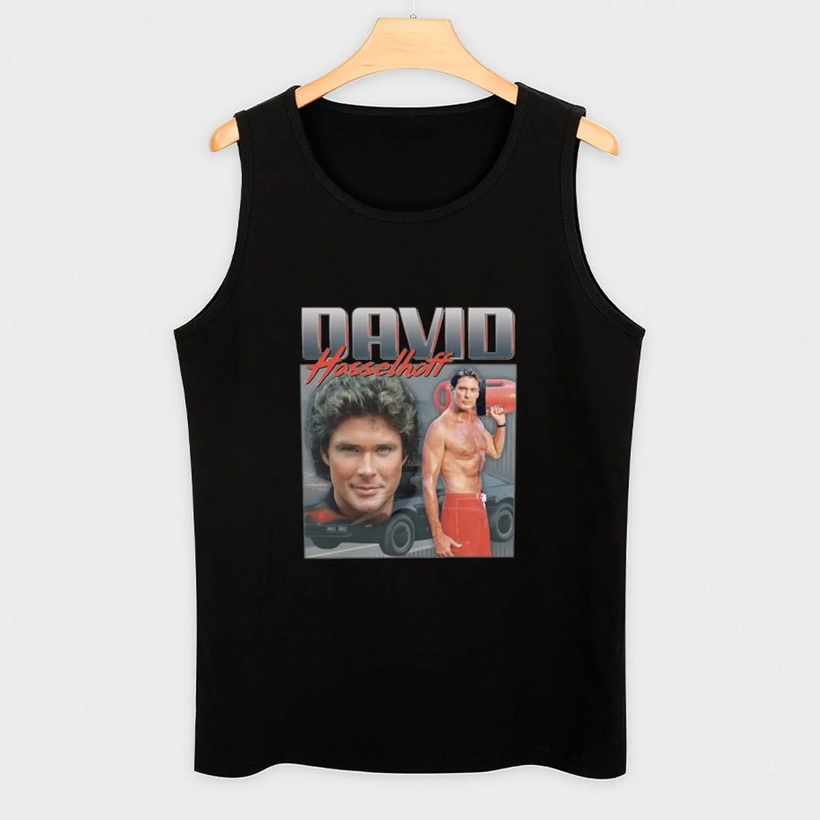 Фото Майка David Hasselhoff, базовая повседневная майка без рукавов, однотонная, легкая. №3