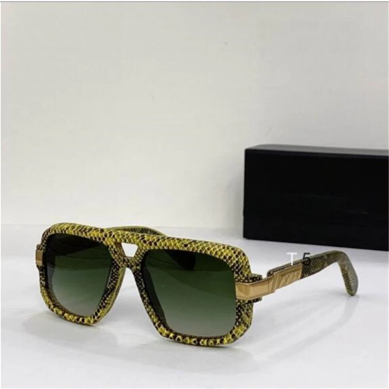 Green snakeskin square sunglasses for women  Luxury brand glasses casual  Sunshade mirror for men and women