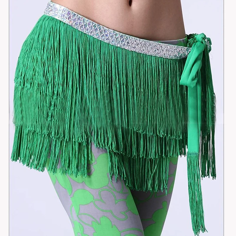 

Women Dance Hip Scarf Sequins Tassel Belly Dance Belt Hip Scarf Waist Skirts Wrap Dancing Costumes High Quality