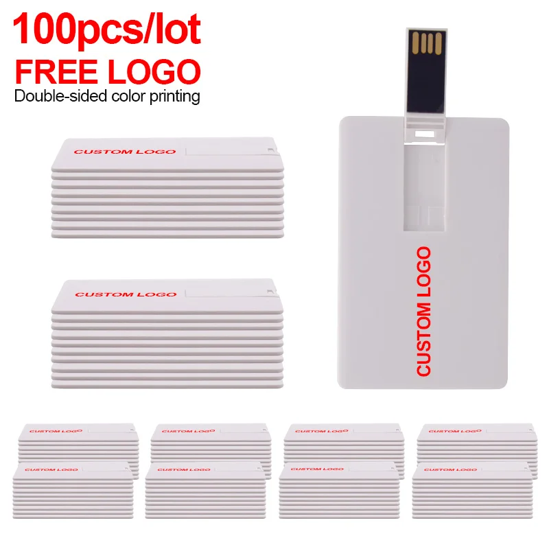 

100pcs/lot Color Print USB Flash Credit Card 16GB 32GB USB 2.0 Flash Drive Pen Drive 4GB 64GB Pendrive 4GB 8GB Memory Flash Card