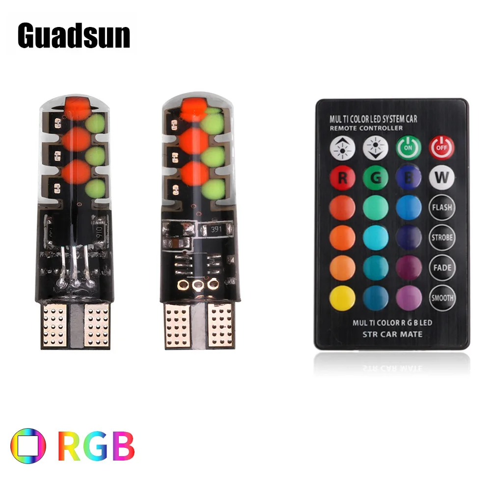 Светодиодсветильник лампа-стробоскоп для чтения 2 шт. T10 W5W 194 168 175 RGB COB 12SMD - купить