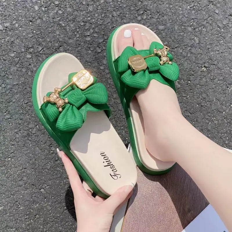 New Fashion Bowknot Women's Slippers Summer Women Slippers Indoor Outdoor Flip Flops Beach Shoe Home Non-slip EVA Slippers