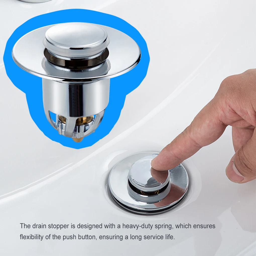 

Stainless Steel Pop-up Sink Stopper Basin Copper Core Drain Cover Bathtub Strainer Household Supplies Replacement Parts
