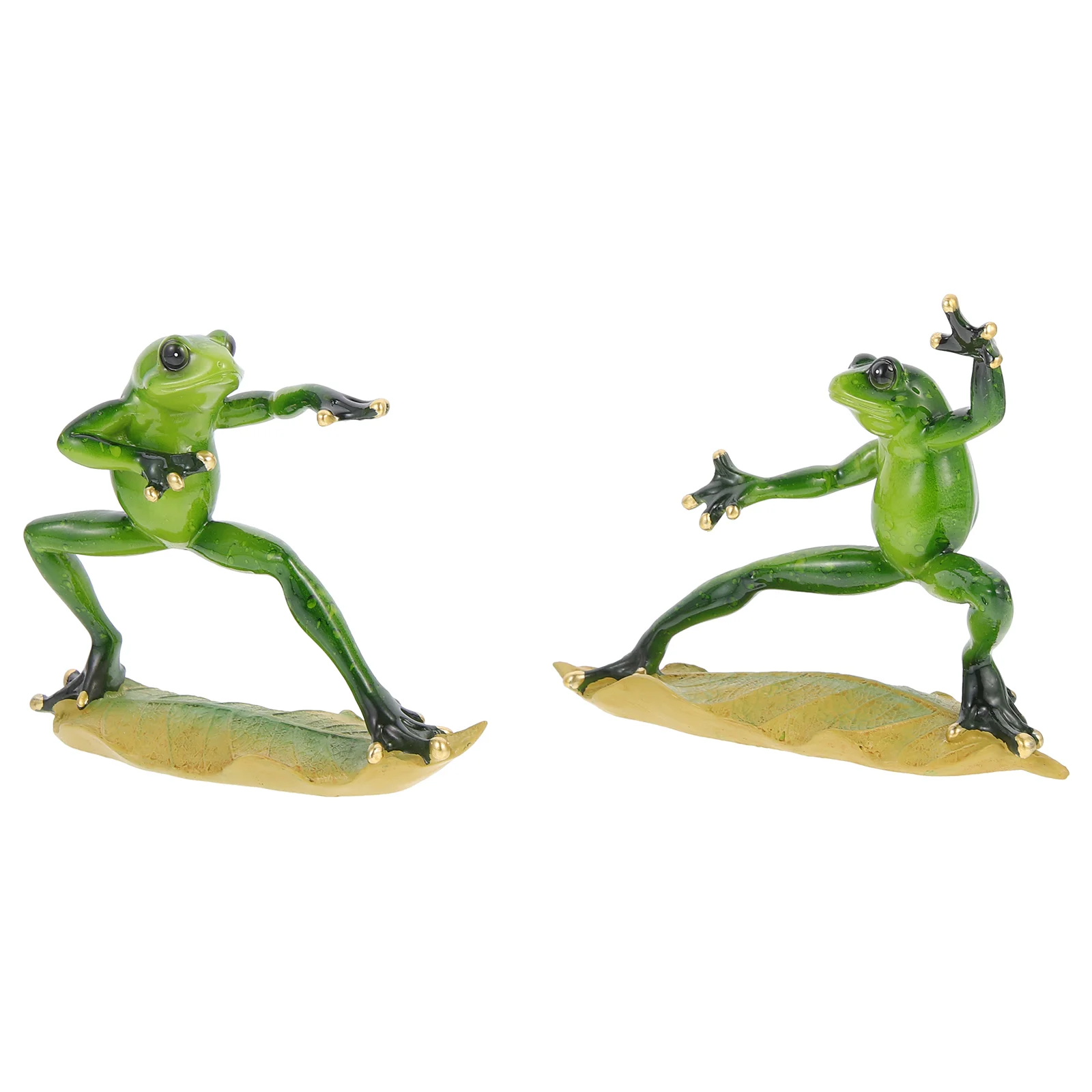 

2pcs Kung Fu Frog-shaped Models Outdoor Frogs Decors Couple Frogs Ornaments