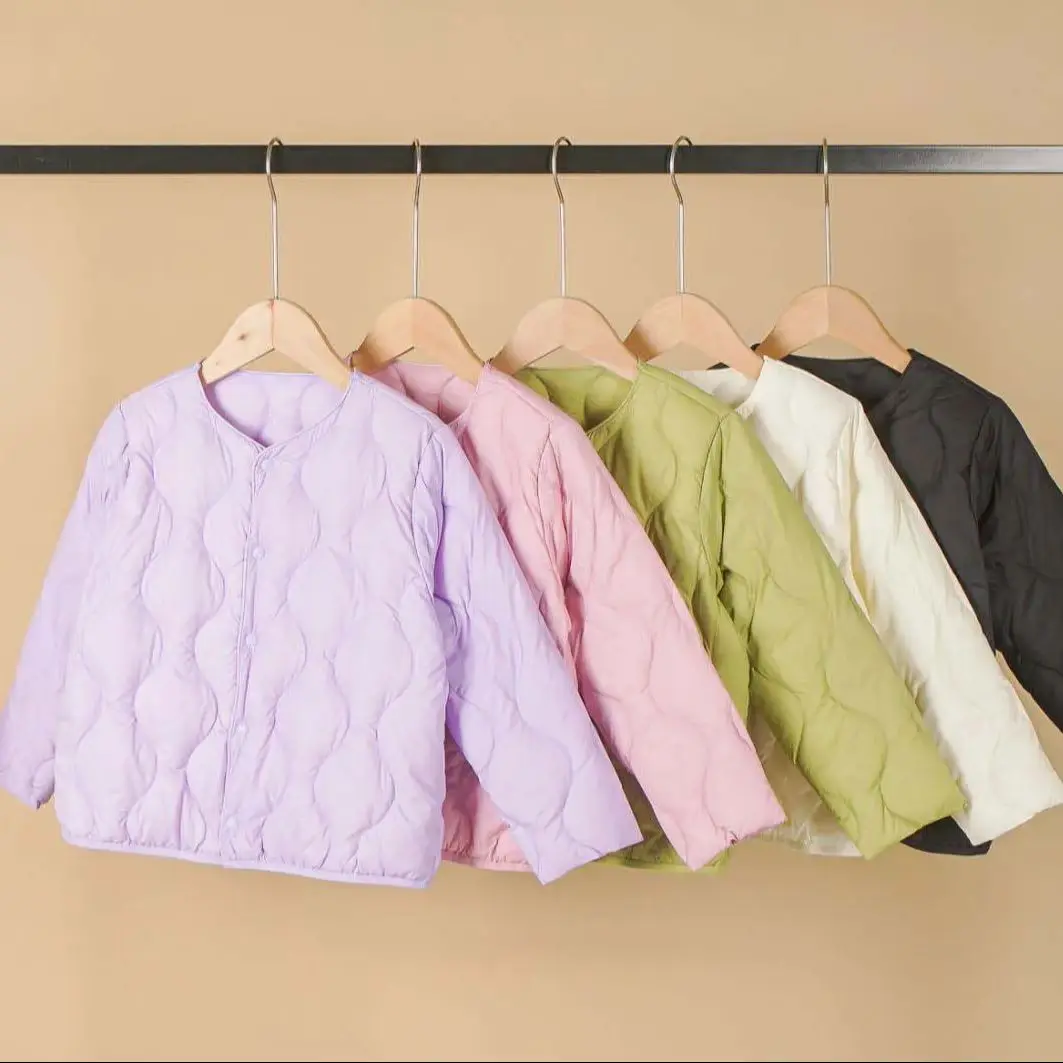Детский легкий пуховик 5 цветов пальто с круглым вырезом и длинными рукавами