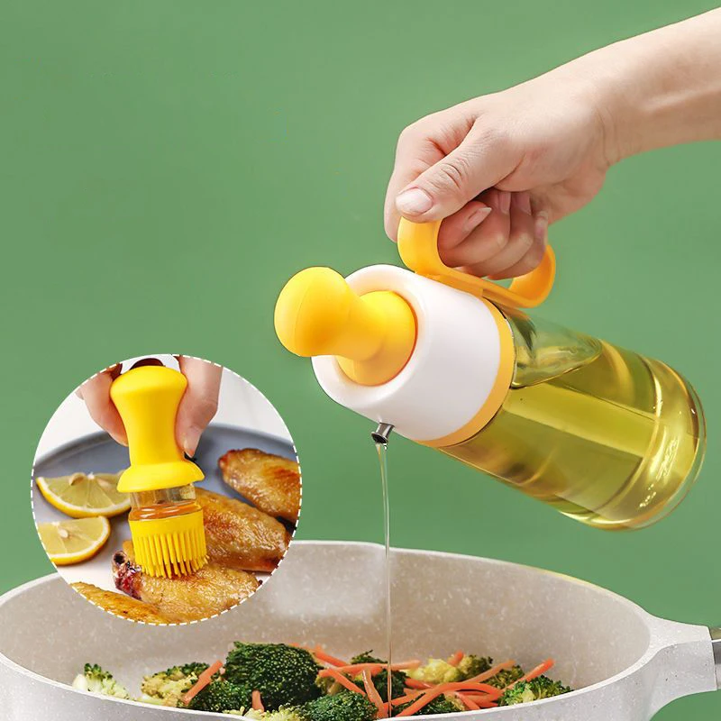 

2 In 1 New Oil Dispenser Bottle With Brush Design Convenient Liquid Seasoning Big Capacity Bottle Kitchen Supplies Multifunction