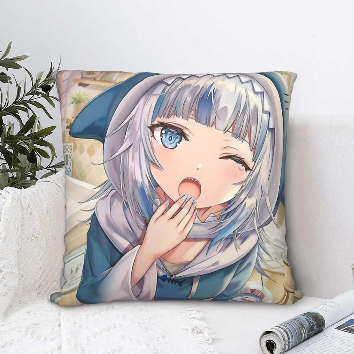 

So Cute Gawr Gura Throw Pillow Case Hololive Cute Kawaii Virtual Idol Cushion Home Sofa Chair Print Decorative Hug Pillowcase