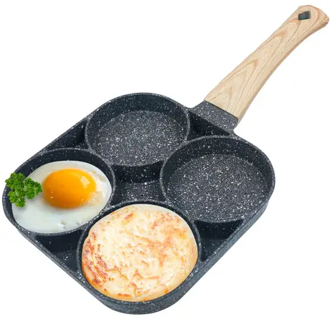 Газовая, индукционная плита Maifan каменная сковорода с плоским дном и антипригарным покрытием для жарки яиц стейков для завтрака с четырьмя отверстиями