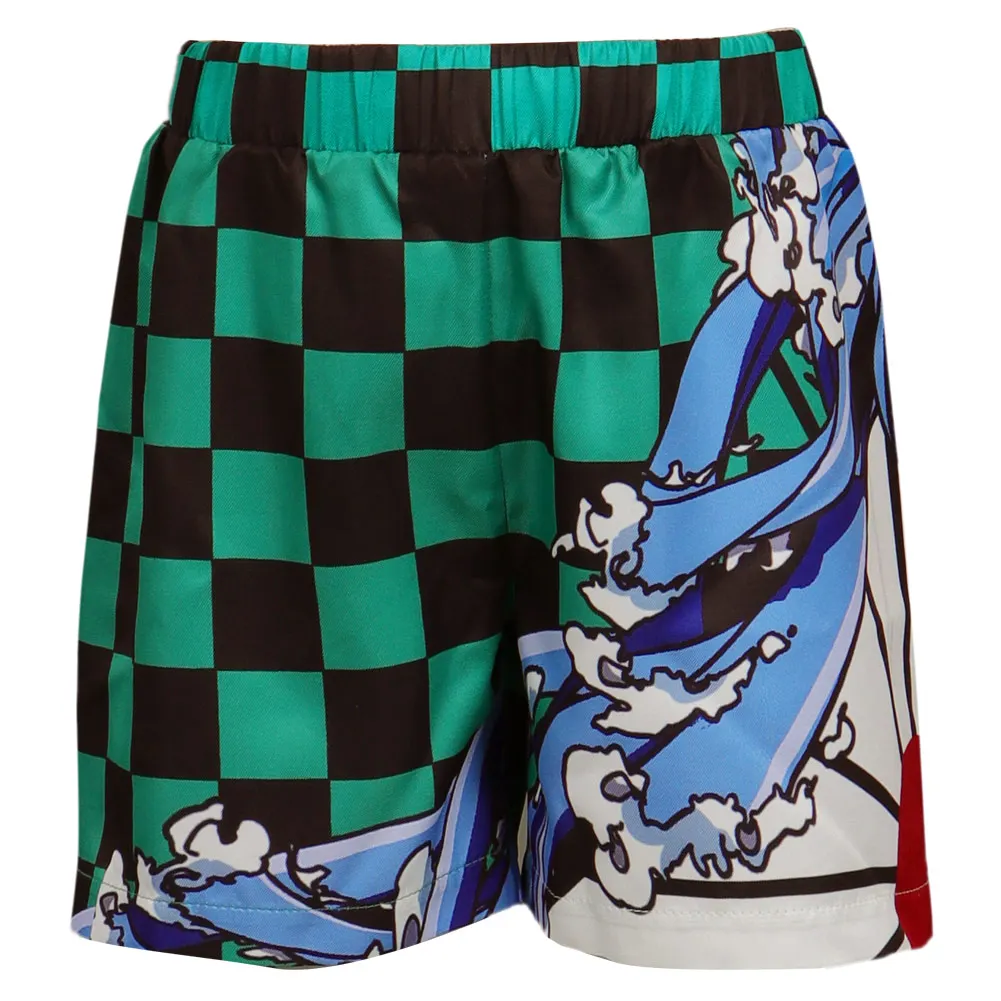 

Anime Demon Slayer Kamado Tanjiro Cosplay Costume Pants Summer Beach Shorts Outfits Boys Men Adult Roleplay Halloween Party Suit