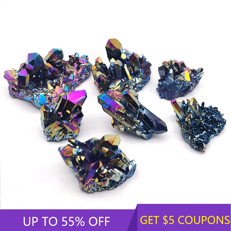

30g Natural Aura Rainbow Titanium Bismuth Crystal Cluster Quartz Stone Specimens VUG Healing Mineral Rock Home Gemstone Decor