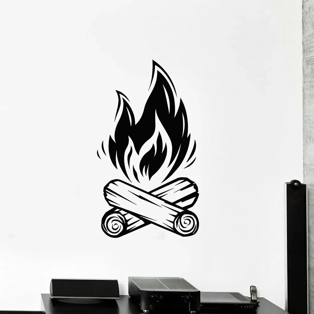 Виниловая наклейка на стену костер кемпинг огонь камин наклейки фреска спорт