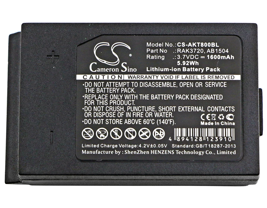 

Cameron Sino 1600mA Battery for Akerstroms AQ80 Transmitters,Era 100J Transmitters 933719-000,AB11R,AB1504,RAK3720