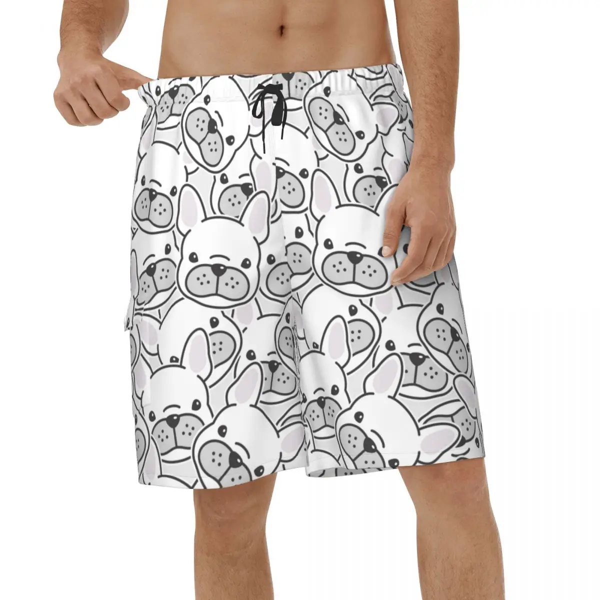 

Casual Shorts French Bulldog Puppy Doodle Quick Dry Mens Beach Board Shorts Dog Lover Men Swimming Shorts