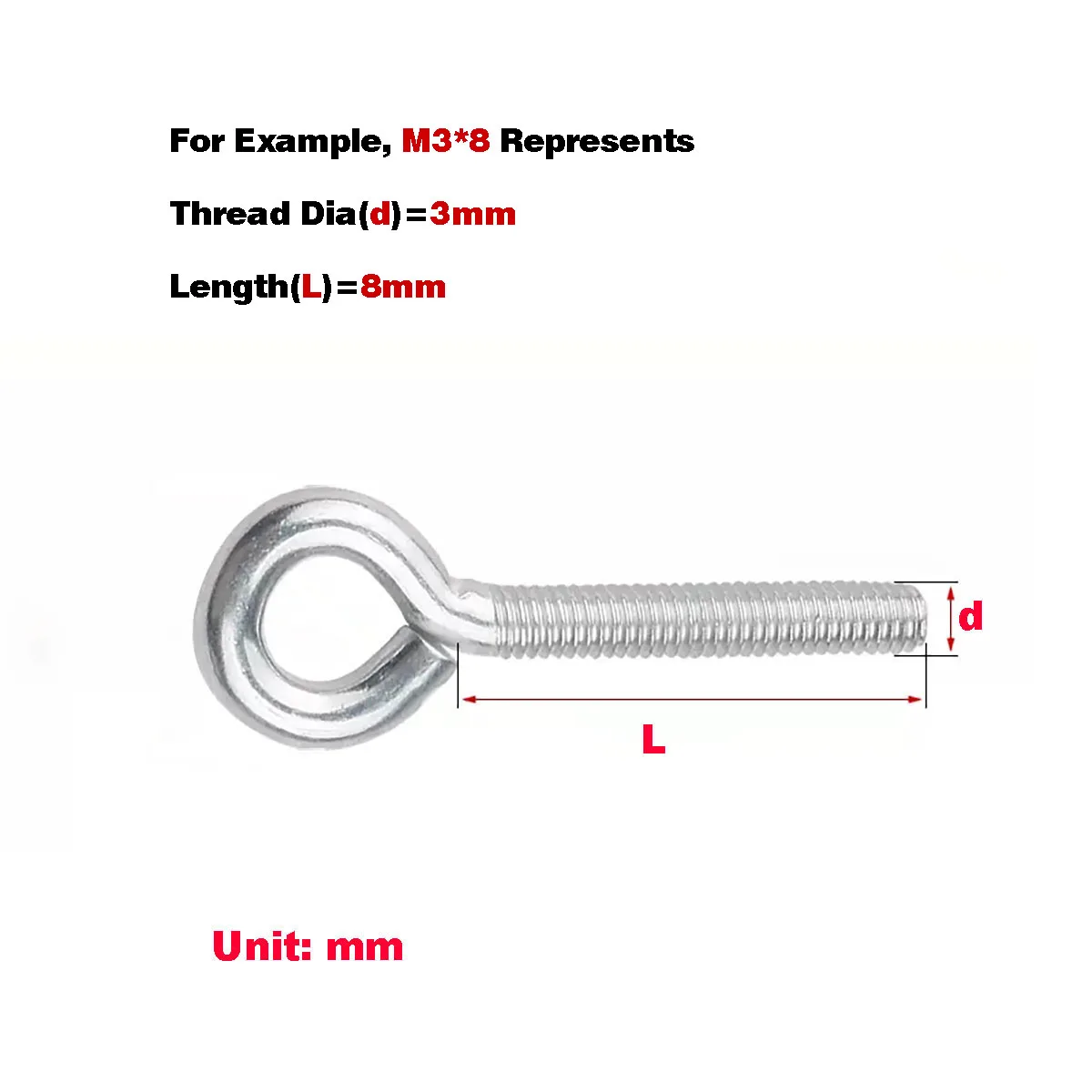 

304 Stainless Steel Eyelet Screw/Eyebolt/Looped Hook Bolts