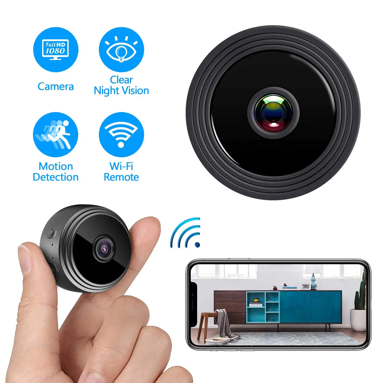 Мини-камера видеонаблюдения с поддержкой Wi-Fi 1080P |