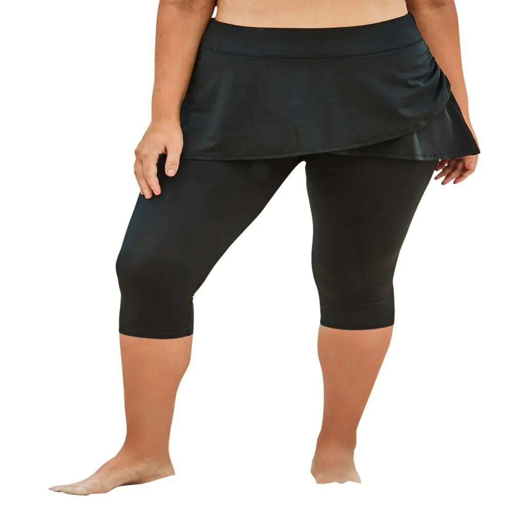 

Swimsuits For All Women`s Plus Size Skirted Swim Capri Pant 22 Black