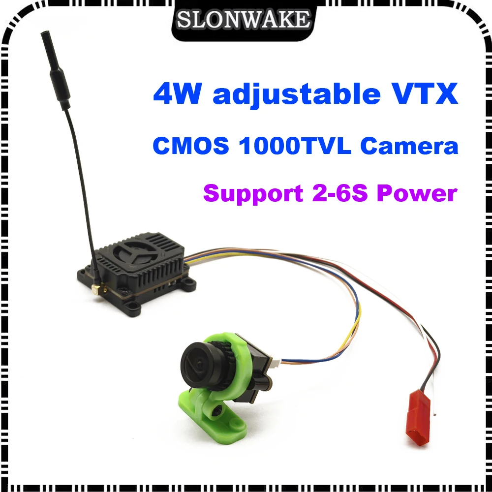 Фото SLONWAKE 5,8G аналоговый 48-канальный регулируемый беспроводной AV-передатчик VTX мощностью 4000 мВт и объектив 2,4 мм CMOS 1000TVL fpv камера для дальнего действия №2