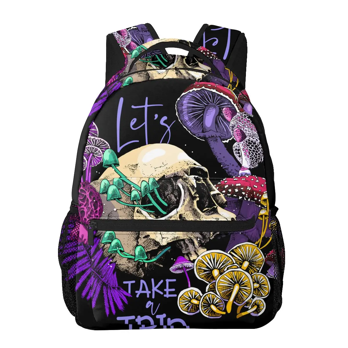 Men Woman Backpack Magic Psychedelic Mushrooms And Skulls Schoolbag for Female Male 2022 Fashion Bag Student Bookpack