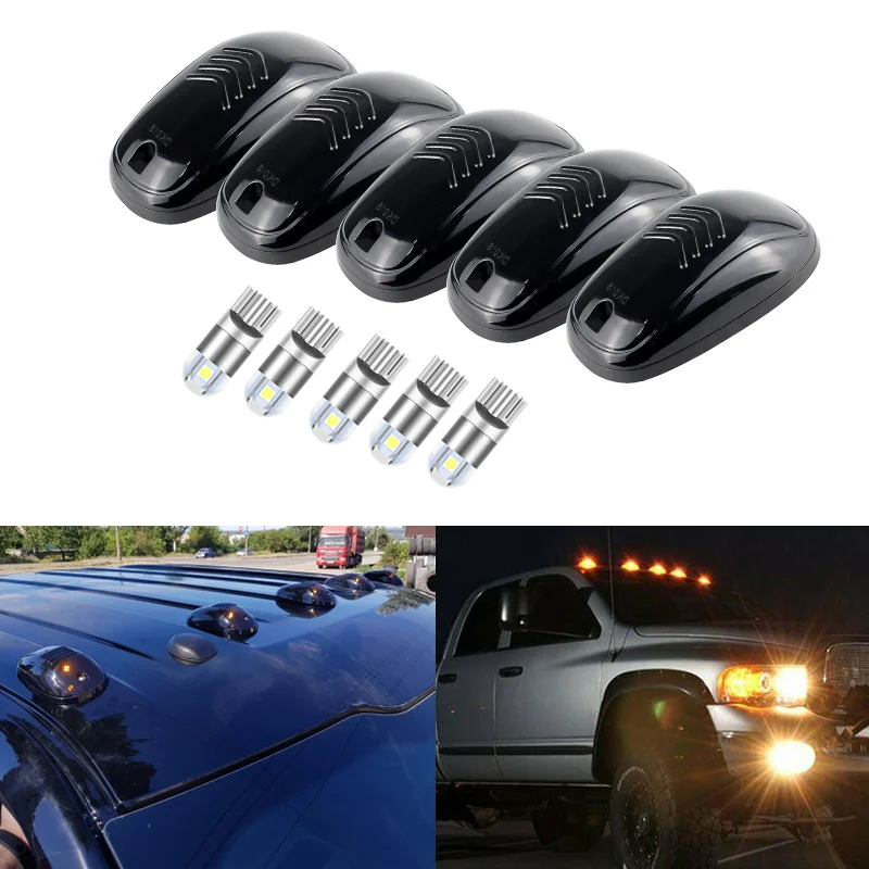 5Pcs 2 LED F150 Cab Marker Roof Light 12V Yellow White Light Dodge RAM Headlight For Pickup Truck Truck SUV Roof Signal Lamp