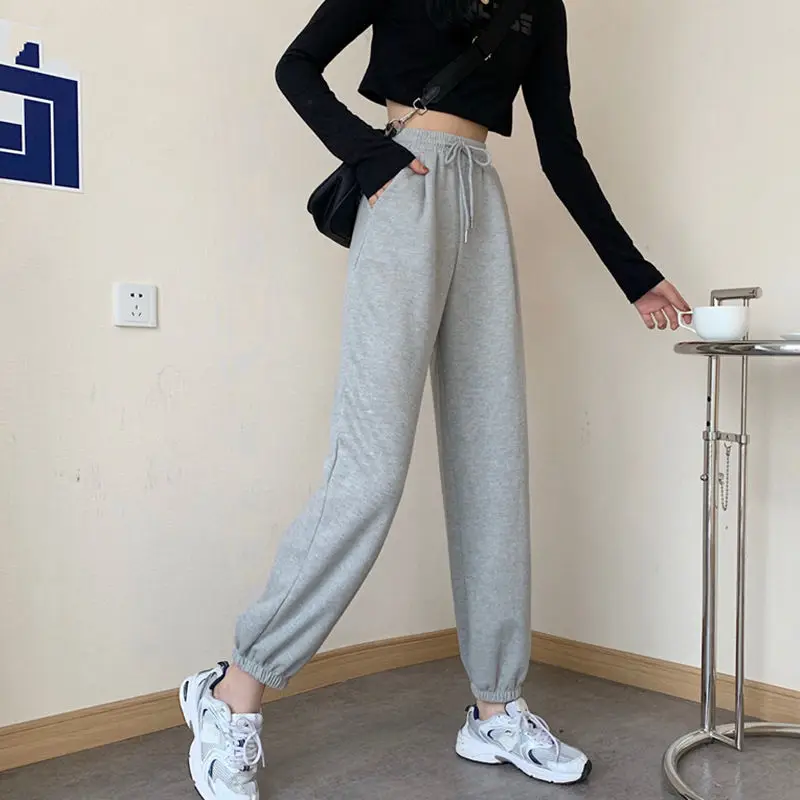 

Spring and Summer Gray Pants Women Trousers Korean Sweatpants Loose High Waist Student Casual Harem Pants Streetwear Jogger