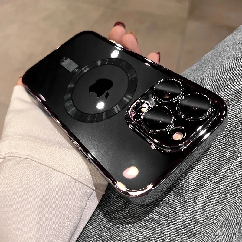 

Luxury For Magsafe Lens Protection Case For iPhone 14 13 12 11 Pro Max X XS XR Clear Silicone Magnetic Wireless Charging Cover
