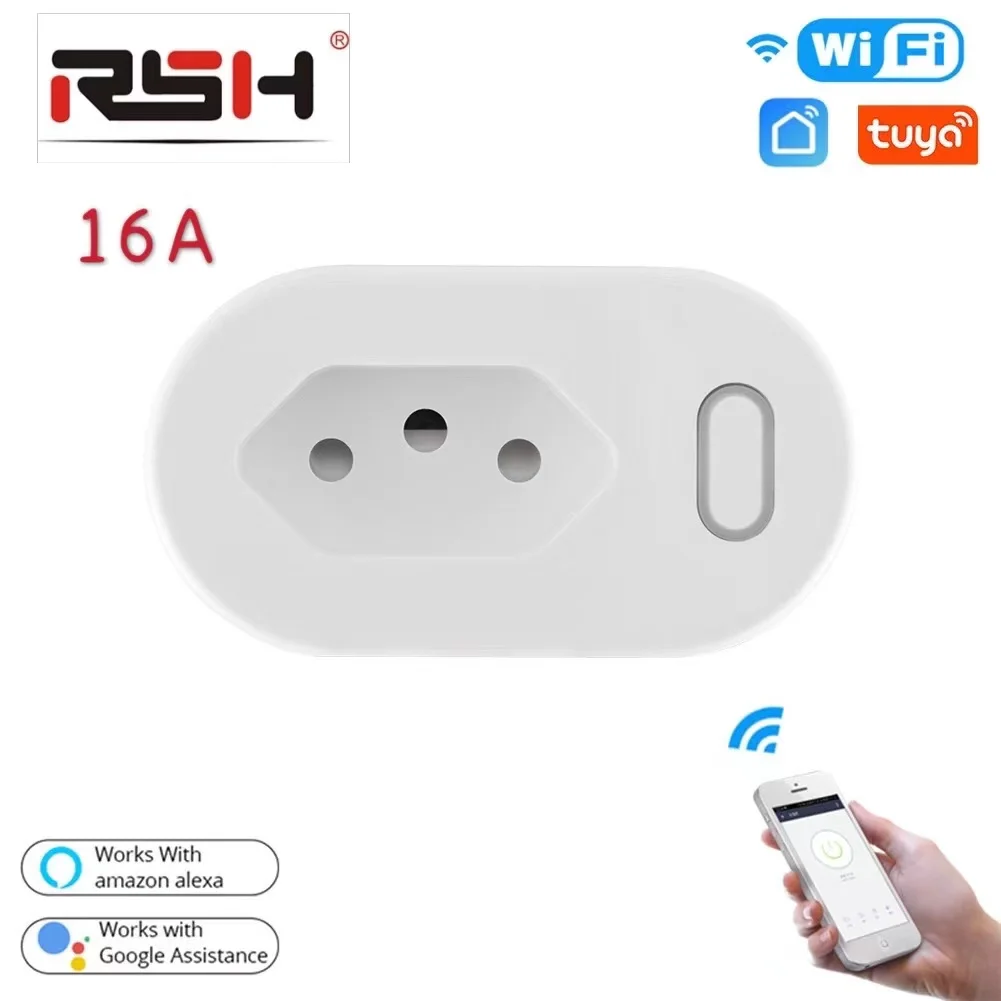 

Tuya WiFi 16A Brazil Standard Smart Plug With Power Monitor Smart Plug is Suitable For Alexa Google Home