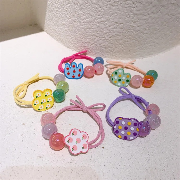 

Детское кольцо для волос с кроликом из мультфильма, милая резинка для хвоста с цветами для девочек, милая резинка для волос, аксессуары для в...