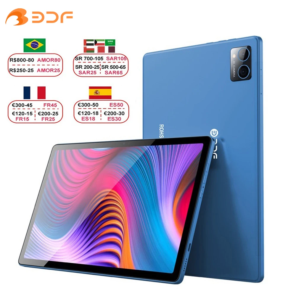 New P60 Pad 10.1 Inch Android 12 Tablet Ten Core 8GB RAM 256GB ROM 4G Network AI Speed-up Tablets PC Google Dual Wifi 8000mAh