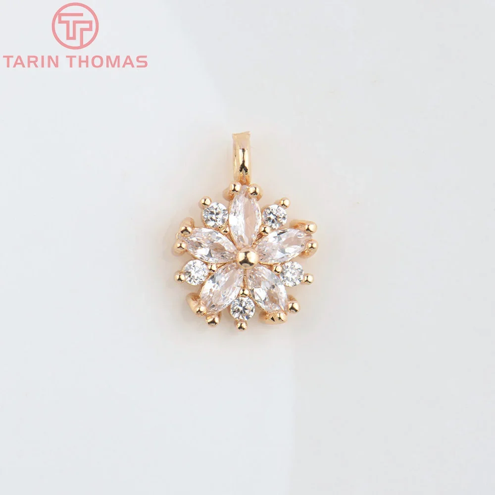 Латунные подвески с цирконом 10 шт. 9 мм 24 к цвета шампанского