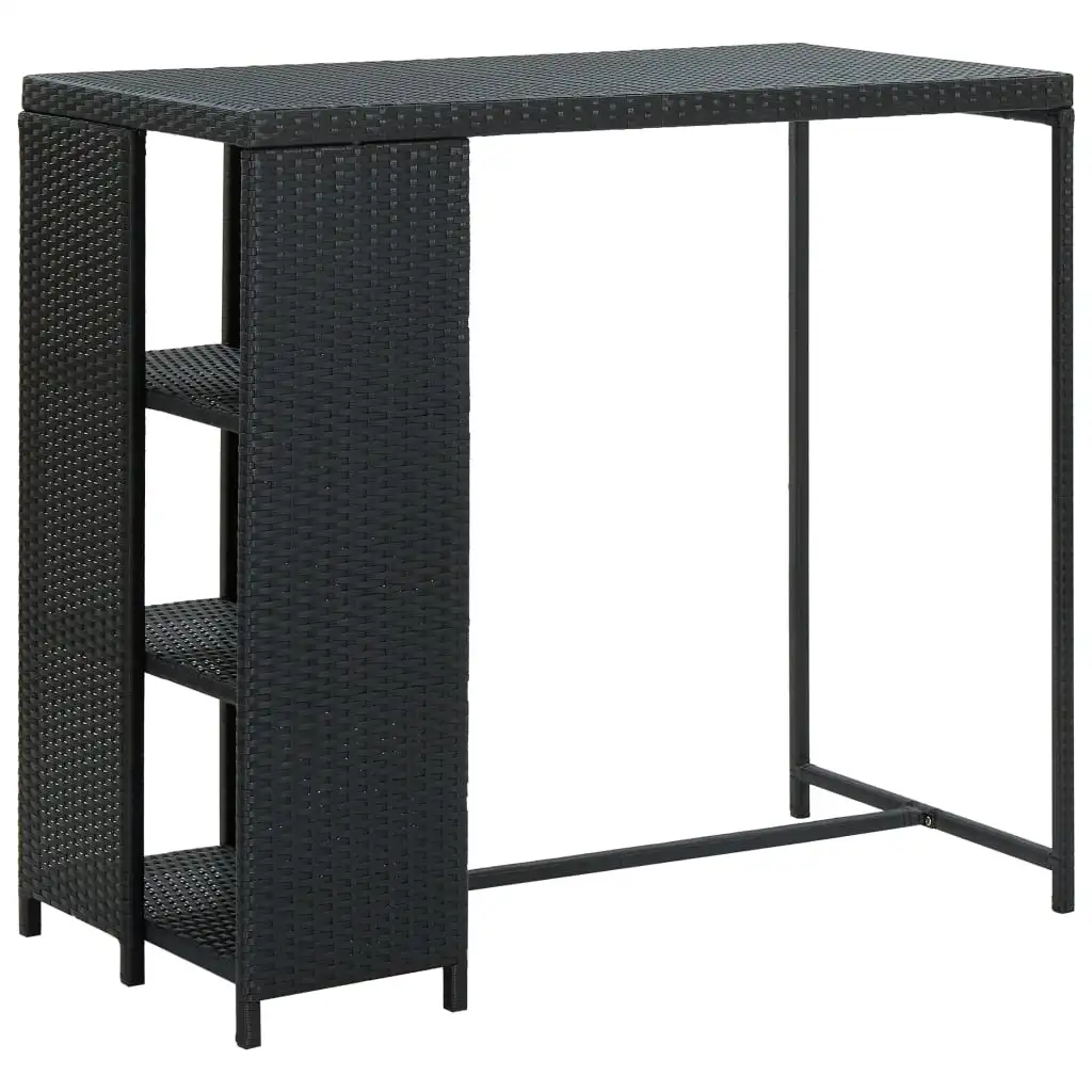 

Bar Table with Storage Rack, Black Poly Rattan Kitchen Table , Kitchen Furniture Black 120x60x110 cm