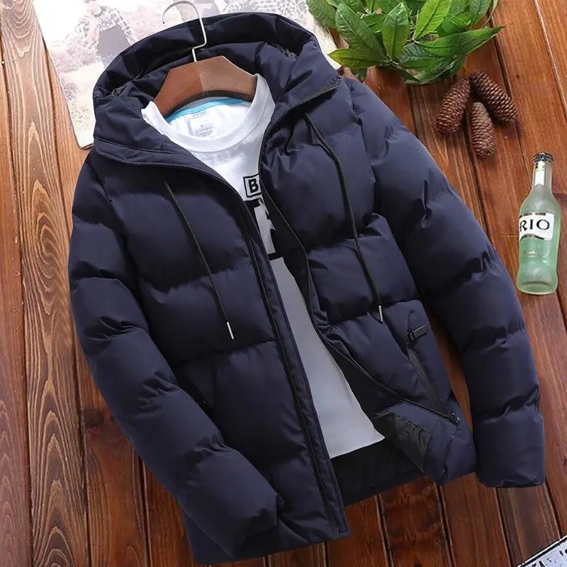 

Новинка 2023, зимнее хлопковое пальто, мужское утепленное свободное черное модное высококачественное пальто с капюшоном, мужская одежда