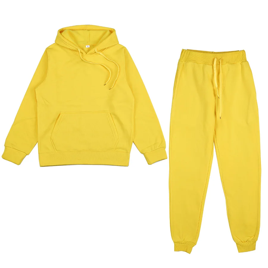 

new Hoodies Suit Winter Spring Solid Casual Tracksuit Women Fleece 2 Pieces Set Sports Sweatshirts Pullover Sweatpants Wholesale