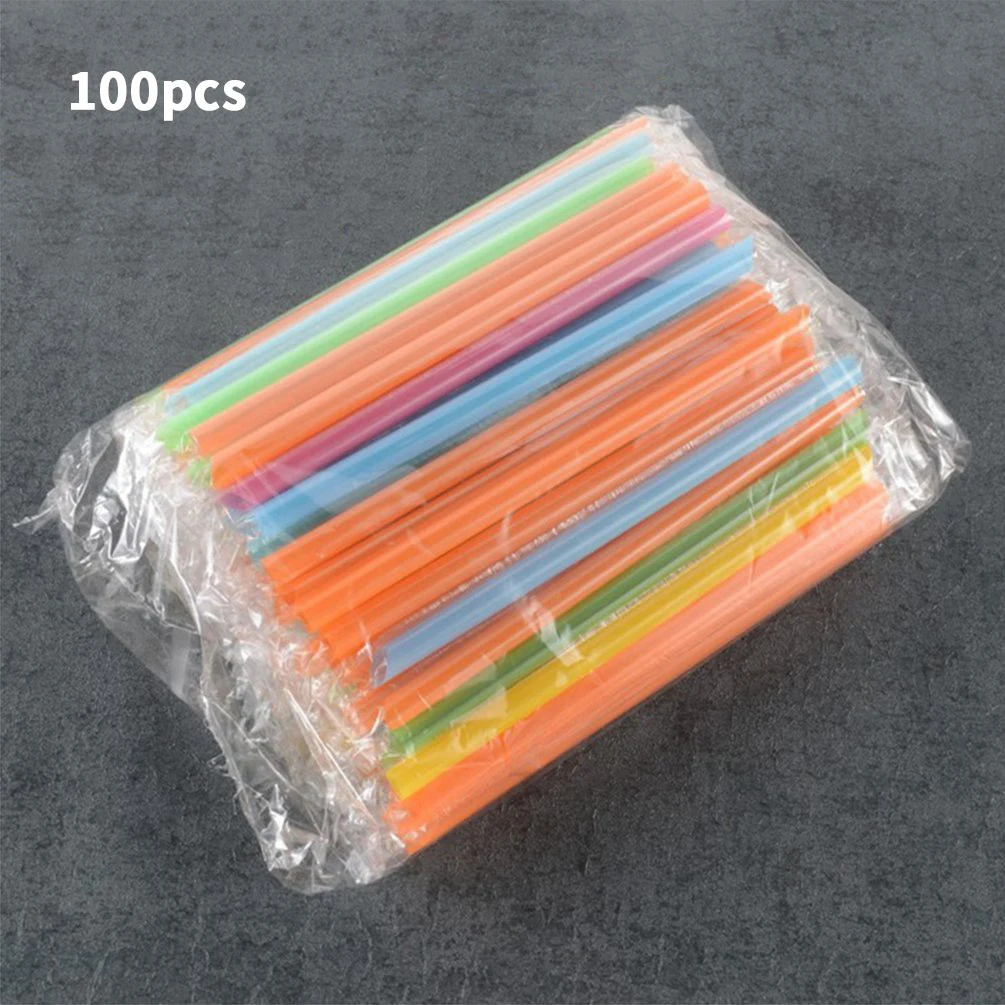 

100Pcs Disposable Straws Multicolor Large Wide Drinking Straws MilkTea Milkshake Smoothie Juice Plastic Straws Party Supplies