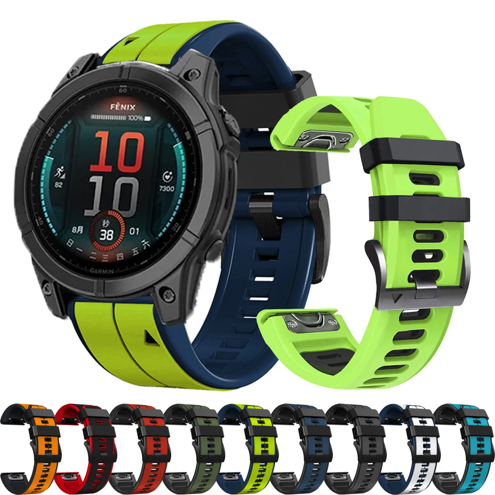 Silicone WatchBand Strap For Garmin Fenix 8 8X 7 7X 6X 6 Pro 5 5X Plus Epix Gen2 22 26MM Enduro 2 QuickFit Release Bracele
