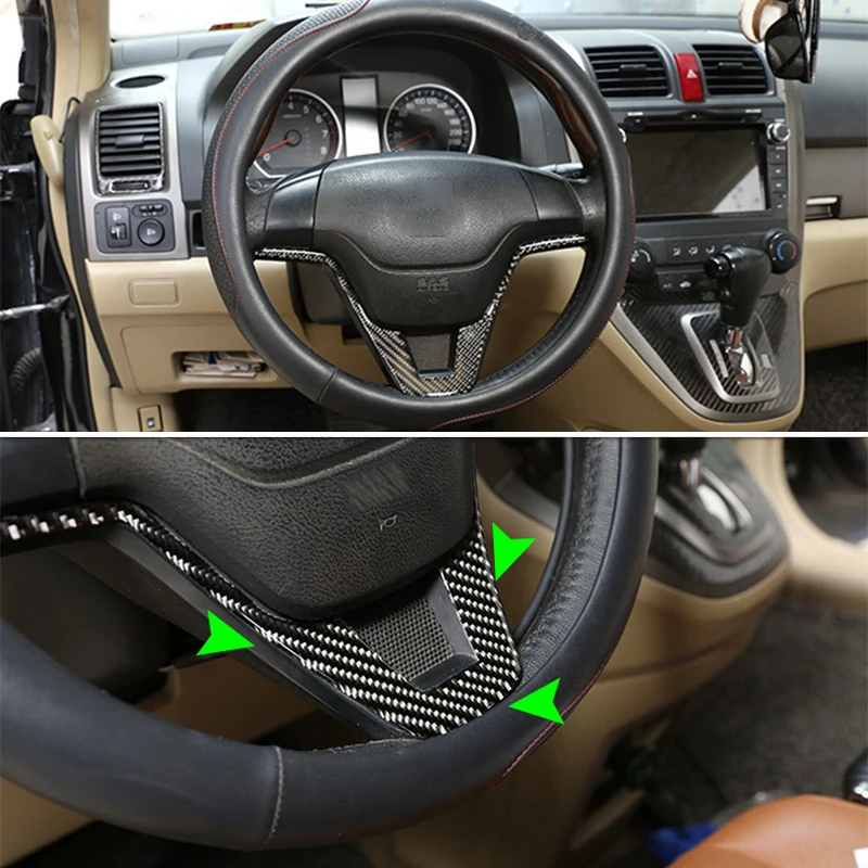 

Car Carbon Fiber Steering Wheel Panel Cover Sticker Trim For Honda CRV 2007 2008 2009 2010 2011