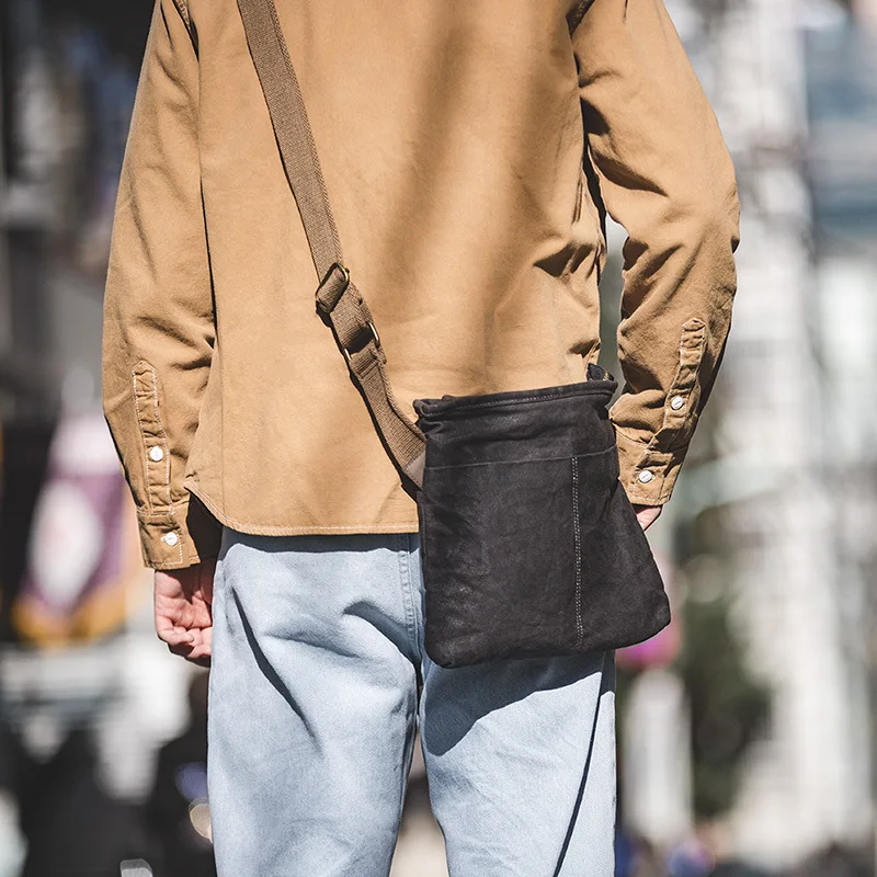 Waterproof Oil Waxed Canvas Bag For Men Retro Style Shoulder Bag For Unisex Casual Shopping Crossbody Phone Bag