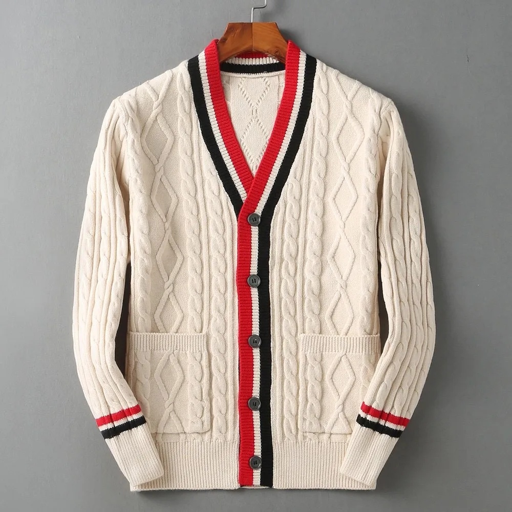 2022 Cardigan Patchwork Stripes Famous Brand Men Sweaters New Winter High Quality Fashion Women TB Sweater