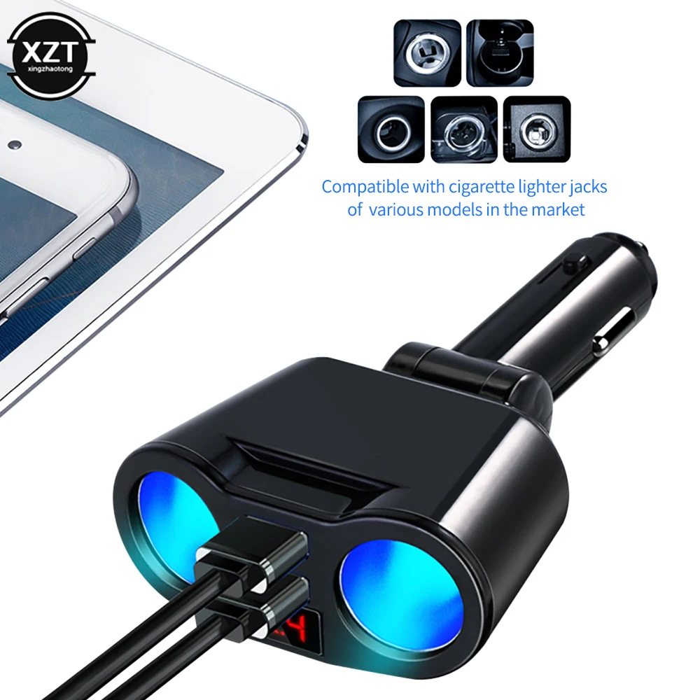 

Автомобильное зарядное устройство для прикуривателя с двумя отверстиями, 12 В