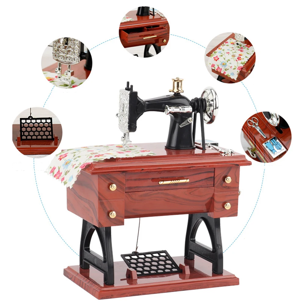 

Retro Music Box Mini Sewing Machine Living Room Bedroom Ornament