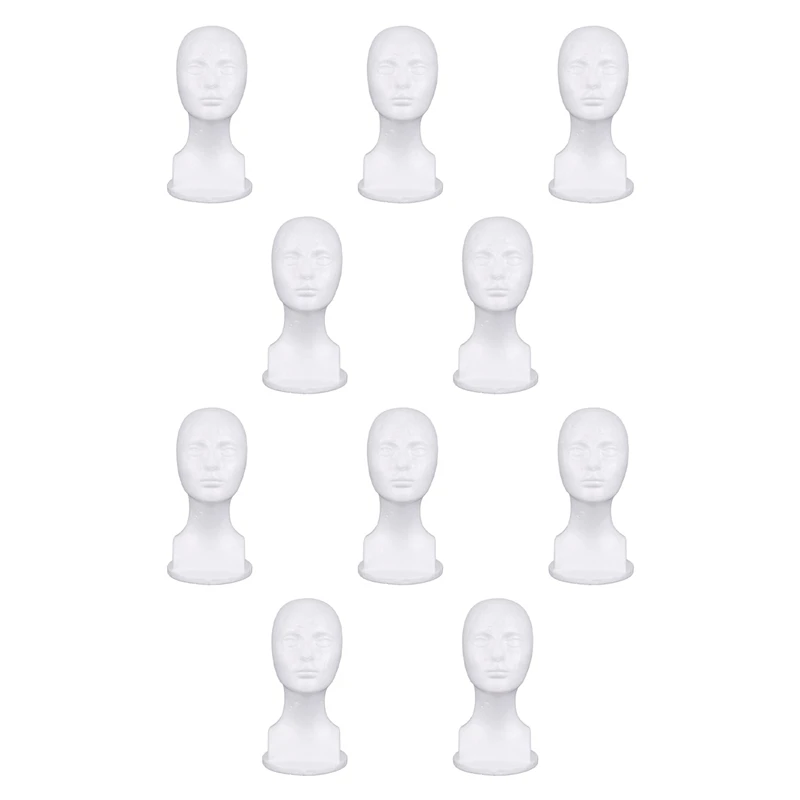 

10X Styrofoam Mannequin Foam Head Model Glasses Hat Wig Display Stand