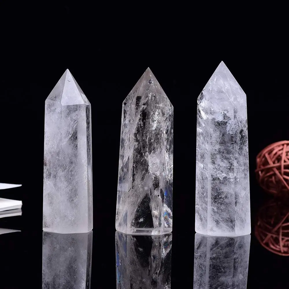 

Natural Crystal Clear Quartz Transparency Quartz Point Healing Stone Hexagonal Prisms 50-80mm Obelisk Wand Stone Home Decor 1PC