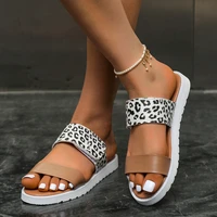2022 summer thick soles slippers for women fashion leopard print color scheme elastic adjustment size 42 43 women shoes