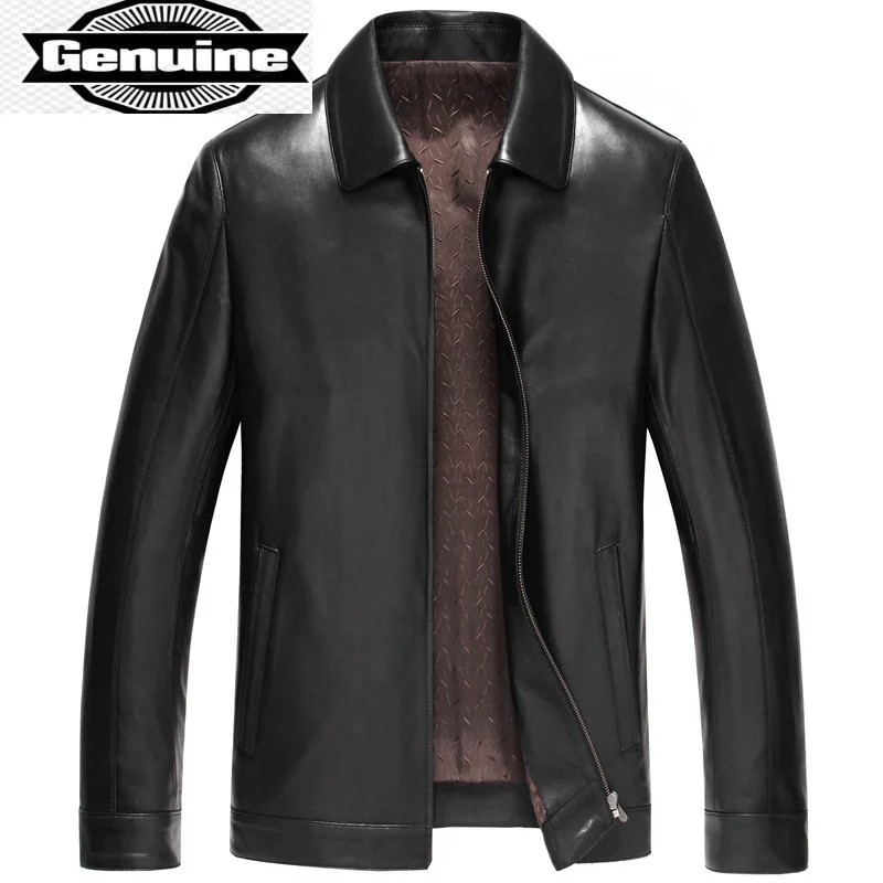 Coat Jacket Sheepskin Men's Leather Genuine Leather Jacket Men Autumn Brown Real Leather Jackets 19Z7709 KJ2339
