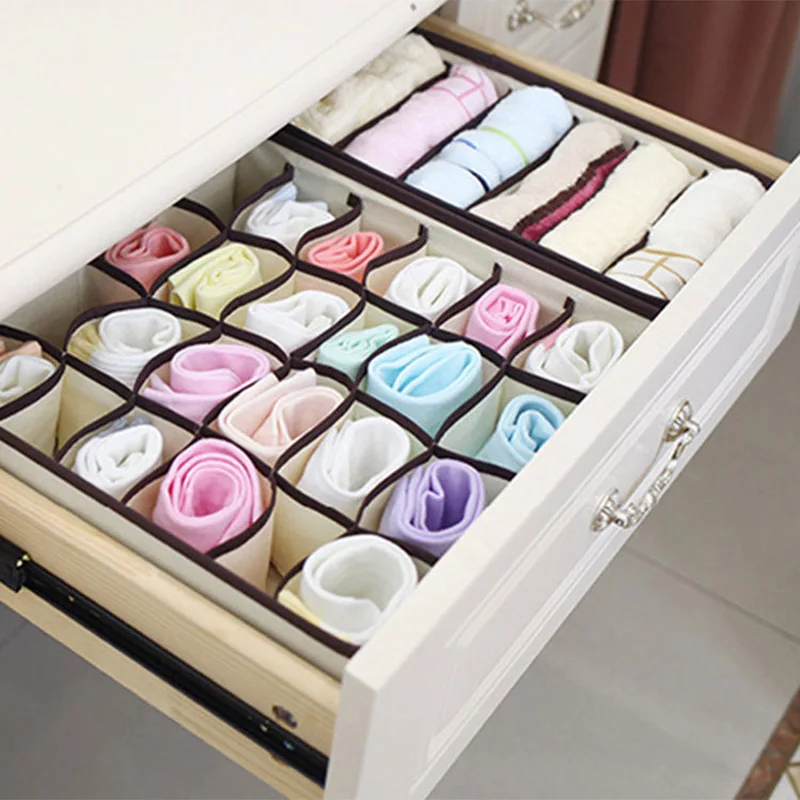 

Foldable Storage Box 4 PCS Non-woven Underwear Organizer Sets Ties Socks Bra Drawer Closet Organizer Separator Storage Container