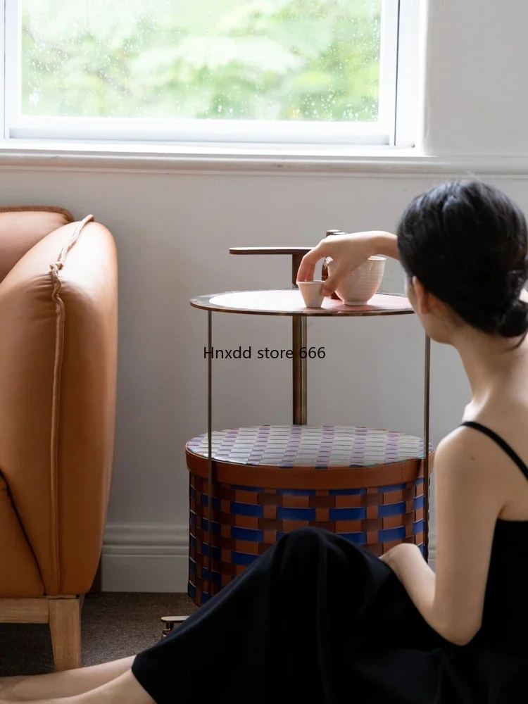 Плетеная двухслойная тележка из нержавеющей стали журнальный столик подвижная