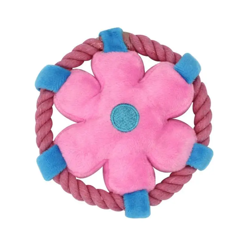 

Wholesale Dog Training Throwing Toys Interactive Bite Resistant Circular Design Tri-color Dog Toys Cotton Rope