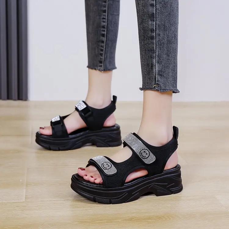 

Hot Sandals Womens Summer Thick-soled Flat-heeled Fashion Thick-soled Shoes Sports Sandals Open-toed Shoes High-heeled Shoes